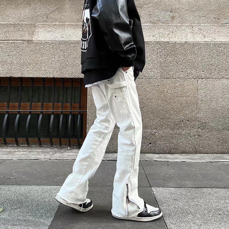 Casual Stud Zipper Straight Leg Pants Product Image