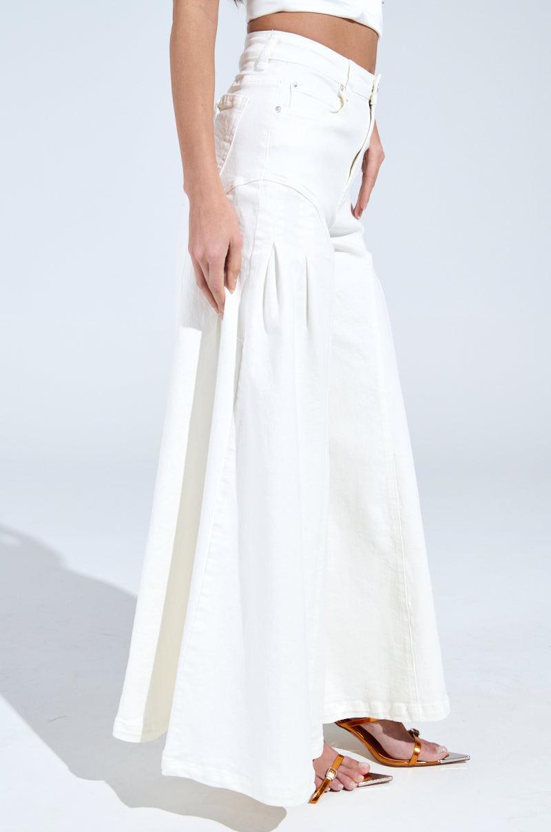 TRENDY AND COOL WHITE WIDE LEG DENIM PANT Product Image