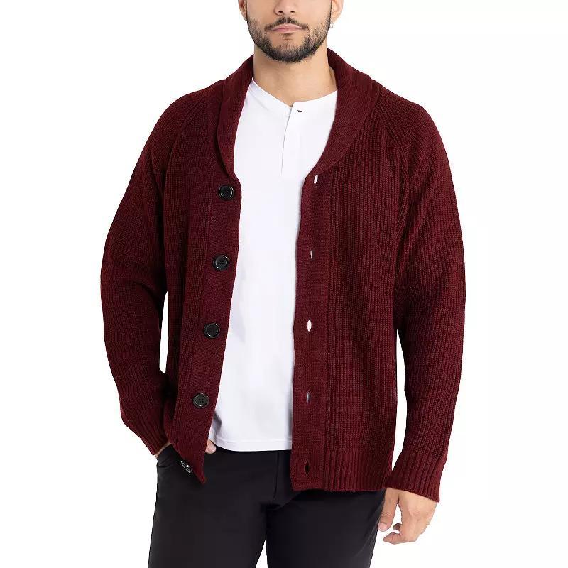 Men's Xray Shawl-Collar Knitted Cardigan Sweater, Size: Medium, Red Product Image