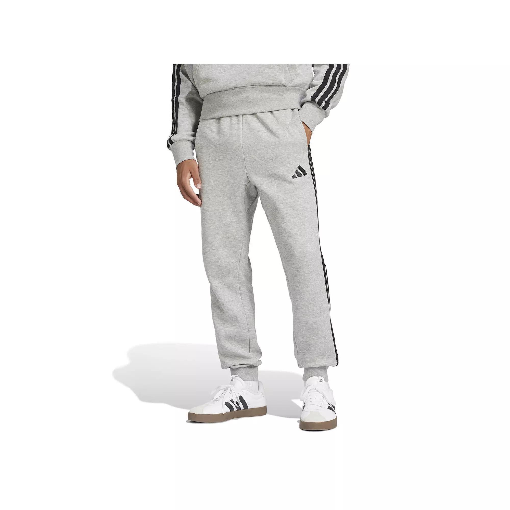 Men's adidas Essentials 3-Stripes Fleece Sportswear Pants, Size: Medium, Medium Grey Grey Product Image