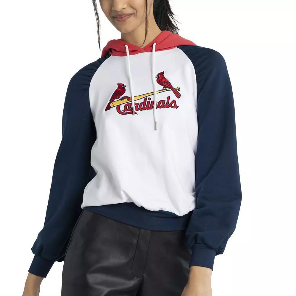 Women's Lusso White St. Louis Cardinals Marlowe Tri-Blend Raglan Pullover Hoodie, Size: 2XL Product Image