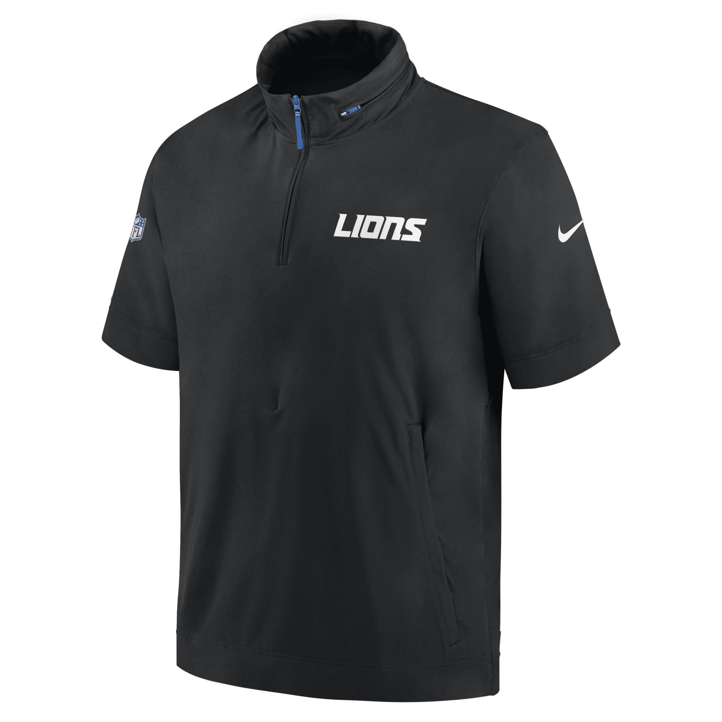 New York Giants Sideline Coach Nike Men's NFL 1/2-Zip Short-Sleeve Hooded Jacket Product Image