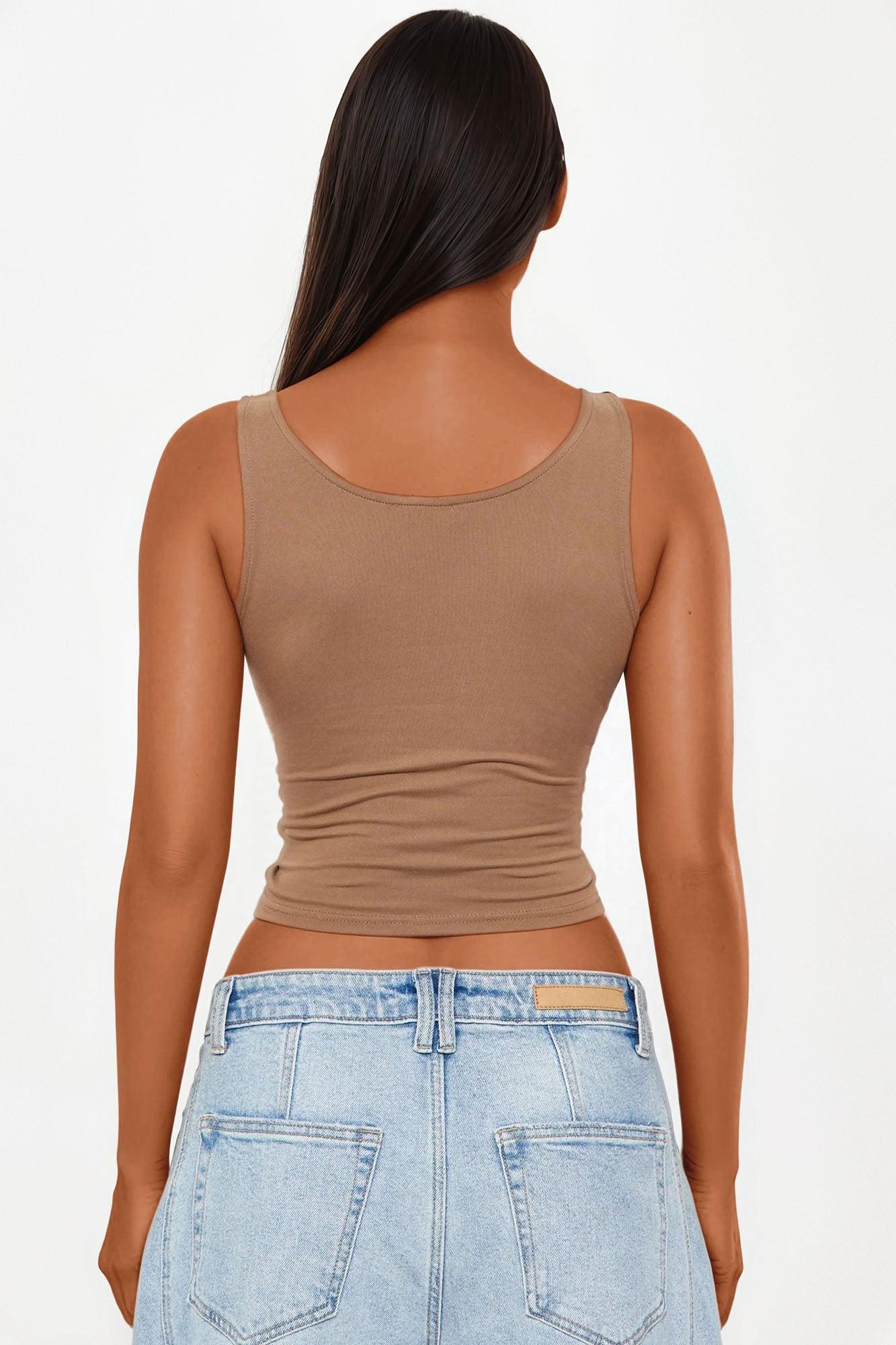 Hattie Cut Out Ruched Top - Taupe Product Image