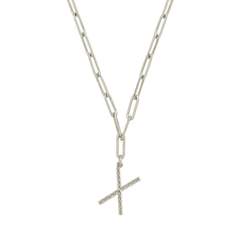 MC Collective Braided Initial Pendant Necklace, Women's, Size: 16", Silver Tone H Product Image