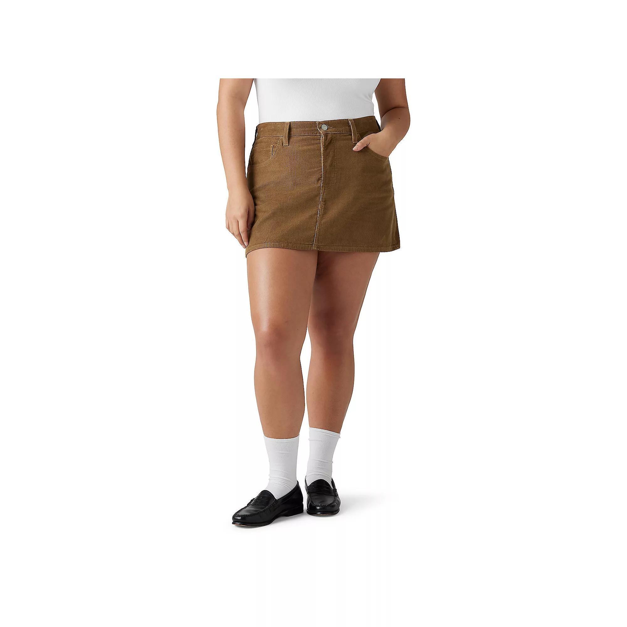 Women's Levi's® A-Line Button Front Mini Skirt, Size: 27(US 4)Medium, Ermine Cord Product Image