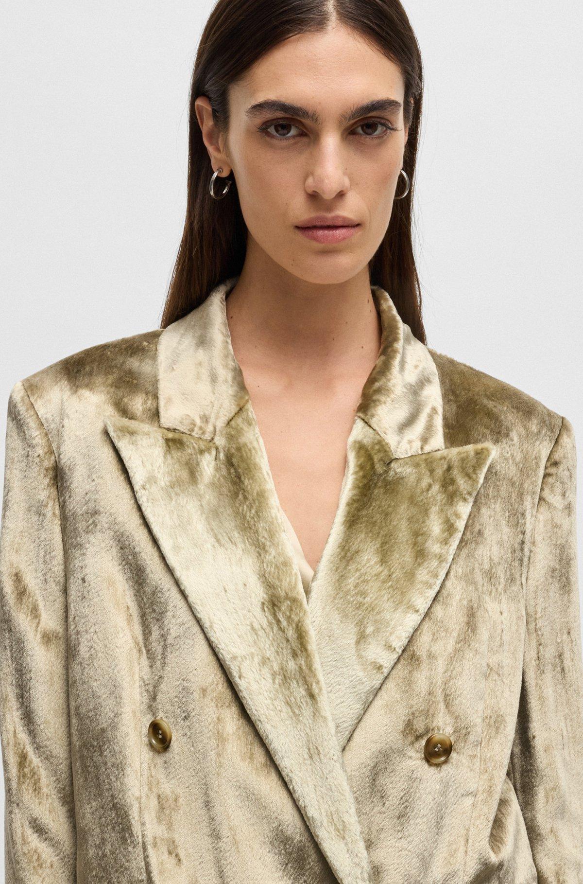 Oversize-fit double-breasted jacket in plush velvet Product Image