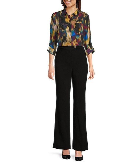 DKNY by Donna Karan Georgette Roll Tab Sleeve Button Front Shirt Product Image