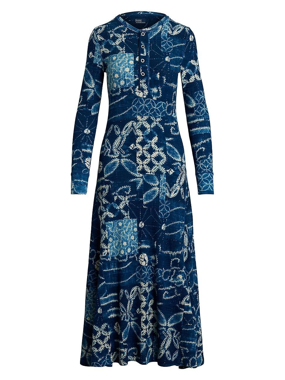 Womens Patchwork Cotton Fit & Flare Midi-Dress Product Image