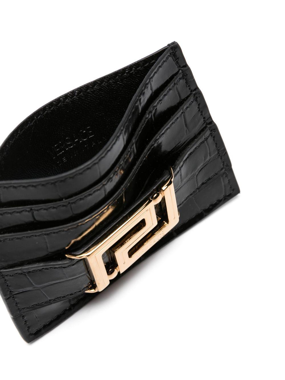 Greca Goddess crocodile-embossed cardholder Product Image