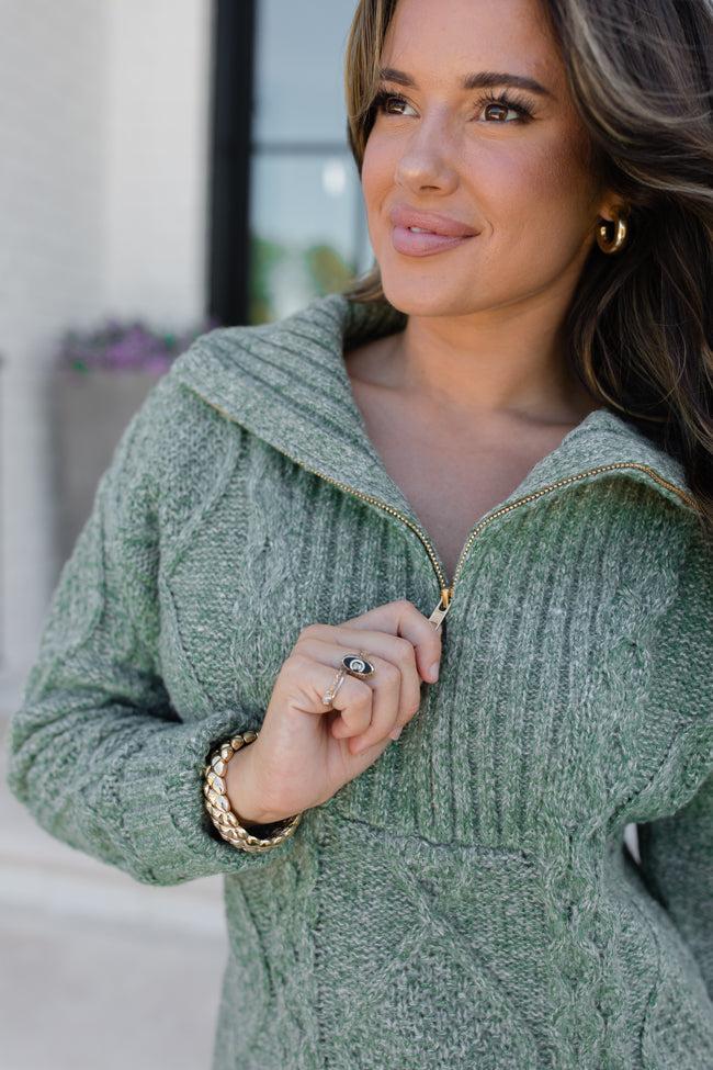 Eyes For You Olive Half Zip Sweater Dress FINAL SALE Product Image