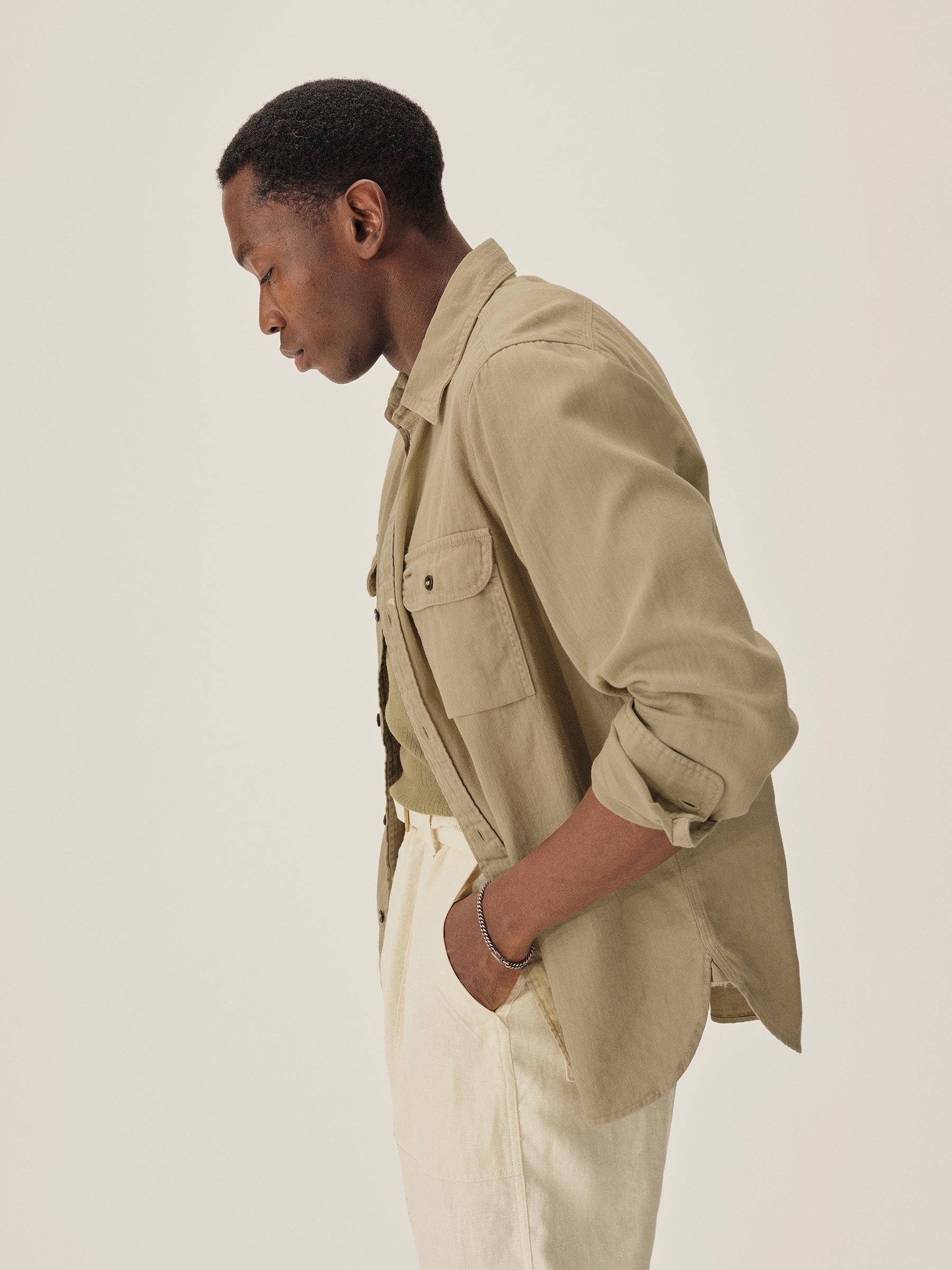 Light Khaki Hemp HBT Soft Pack Station Shirt - Buck Mason- Modern American Classics Product Image
