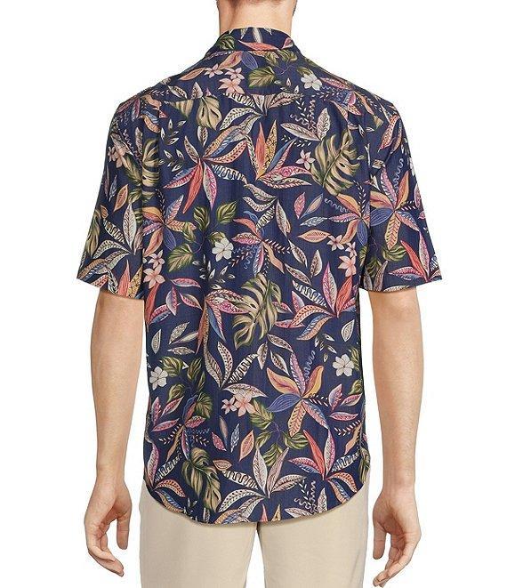 Caribbean Big & Tall Tropical Floral Print Short Sleeve Woven Shirt Product Image