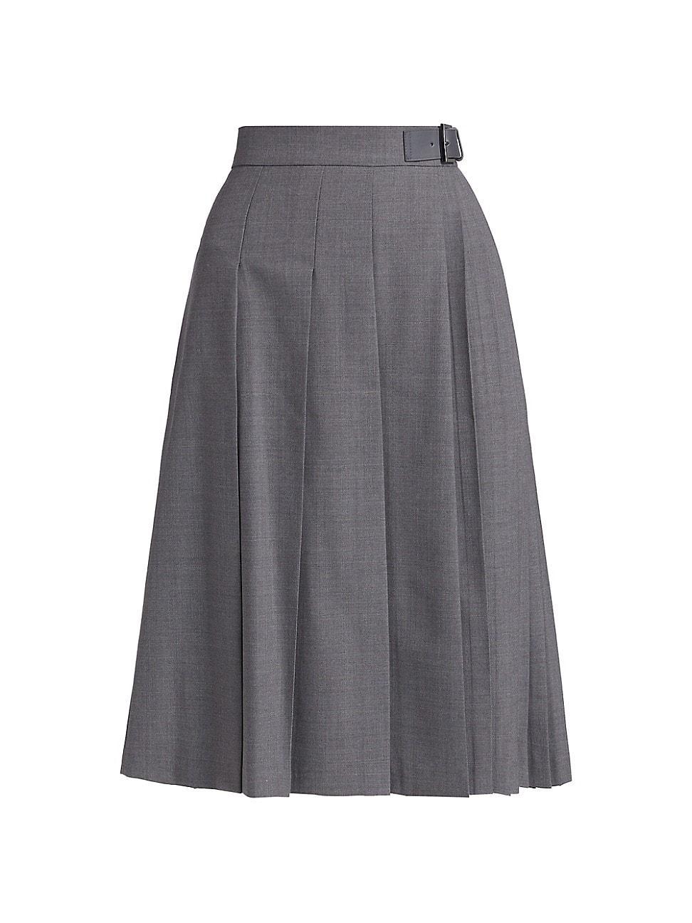 Womens Estella Stretch Virgin Wool Pleated Midi-Skirt Product Image
