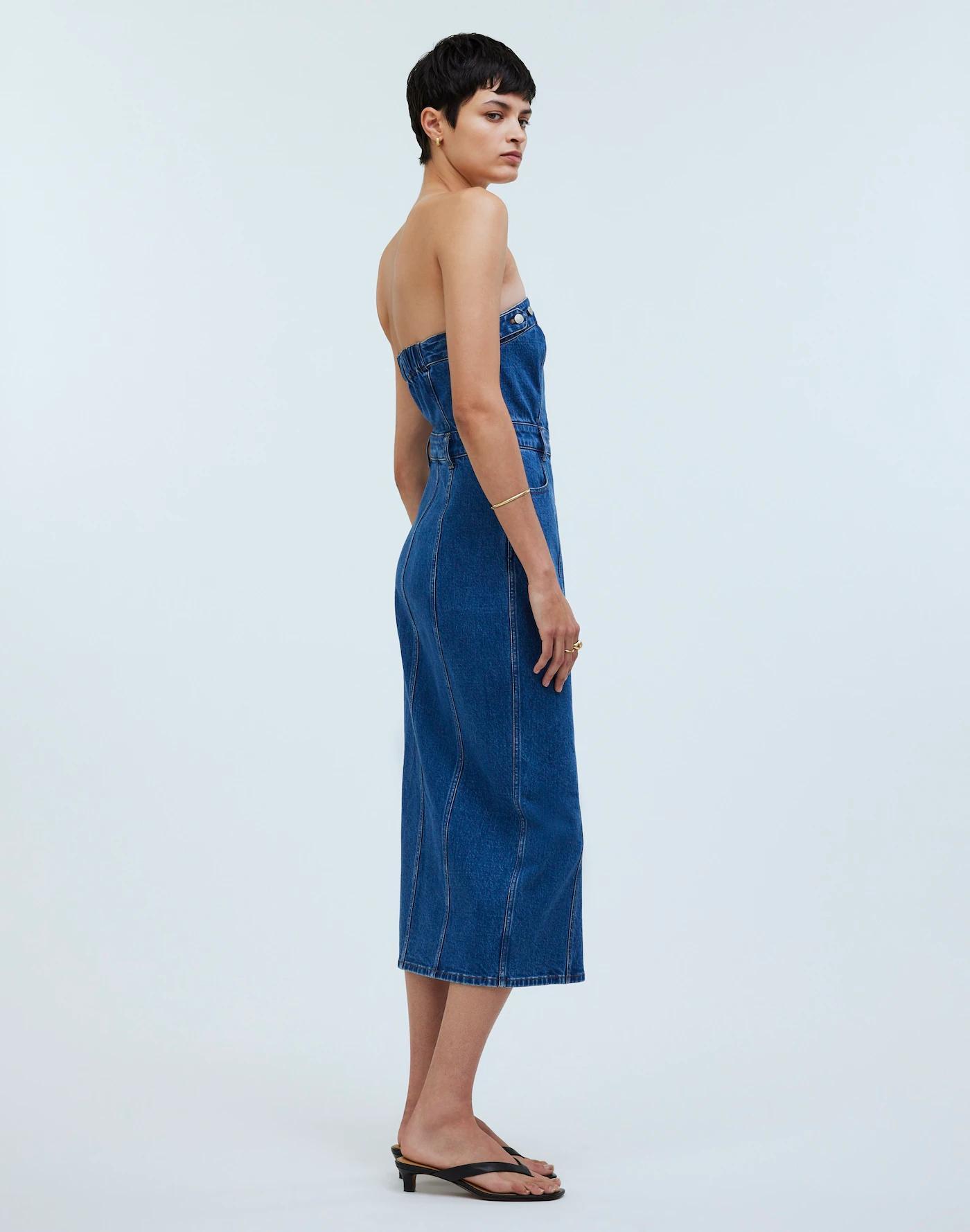 Denim Strapless Maxi Dress in McCabe Wash Product Image