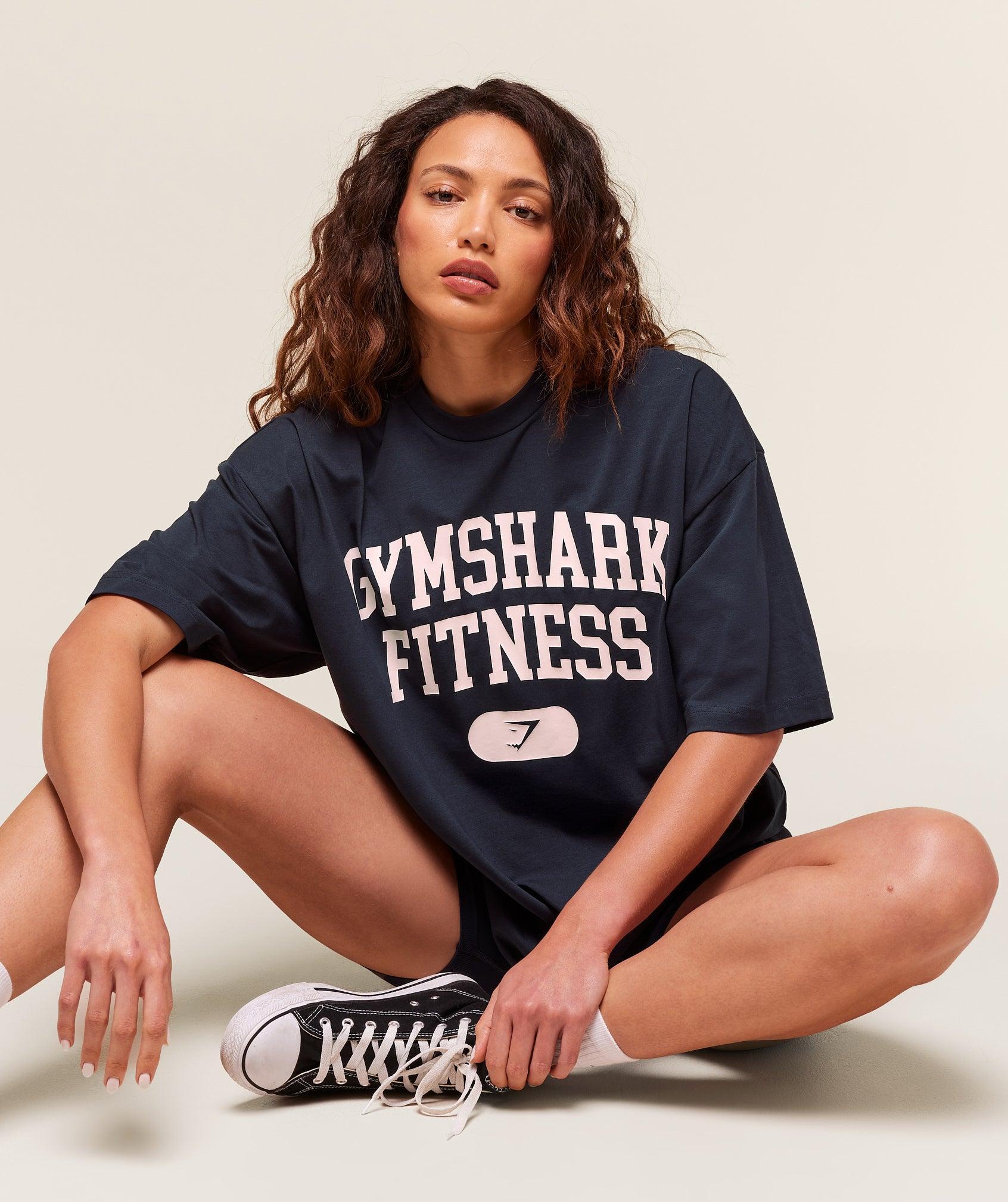 Gymshark Varsity Graphic Oversized T-shirt - Heavy Blue Female Product Image