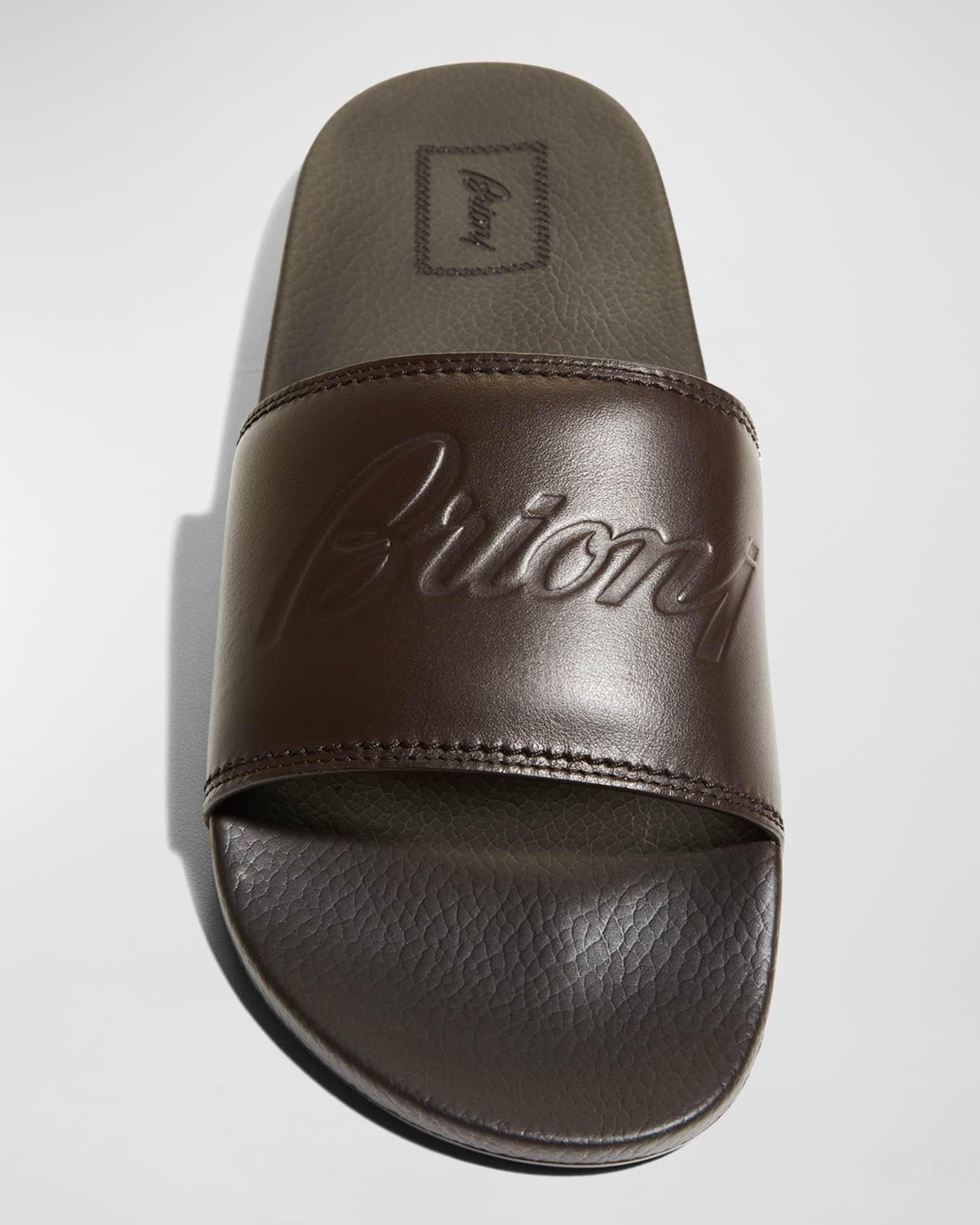Men's Leather and Rubber Slide Sandals Product Image