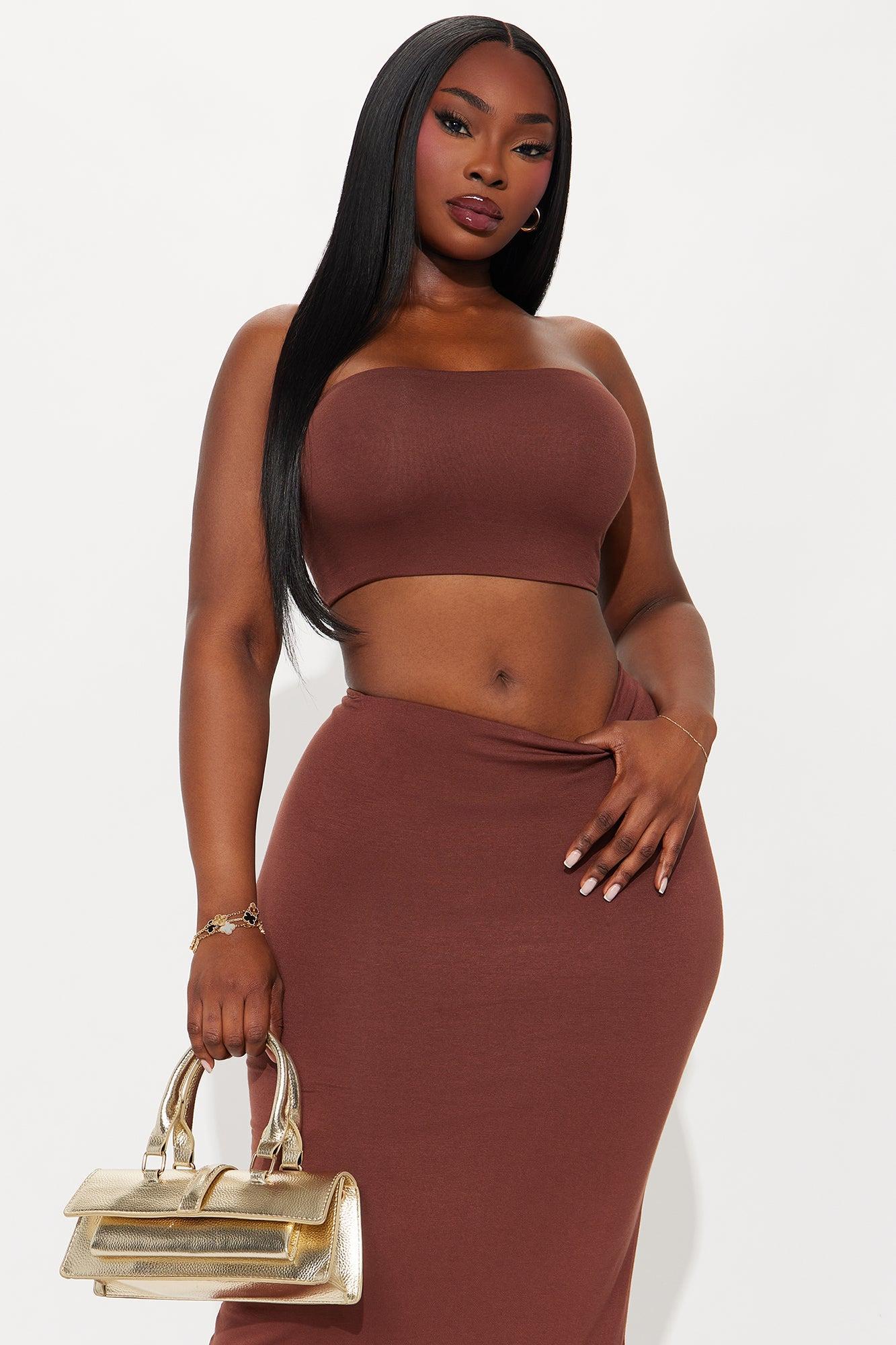 Another Time Double Lined Skirt Set - Chocolate Product Image
