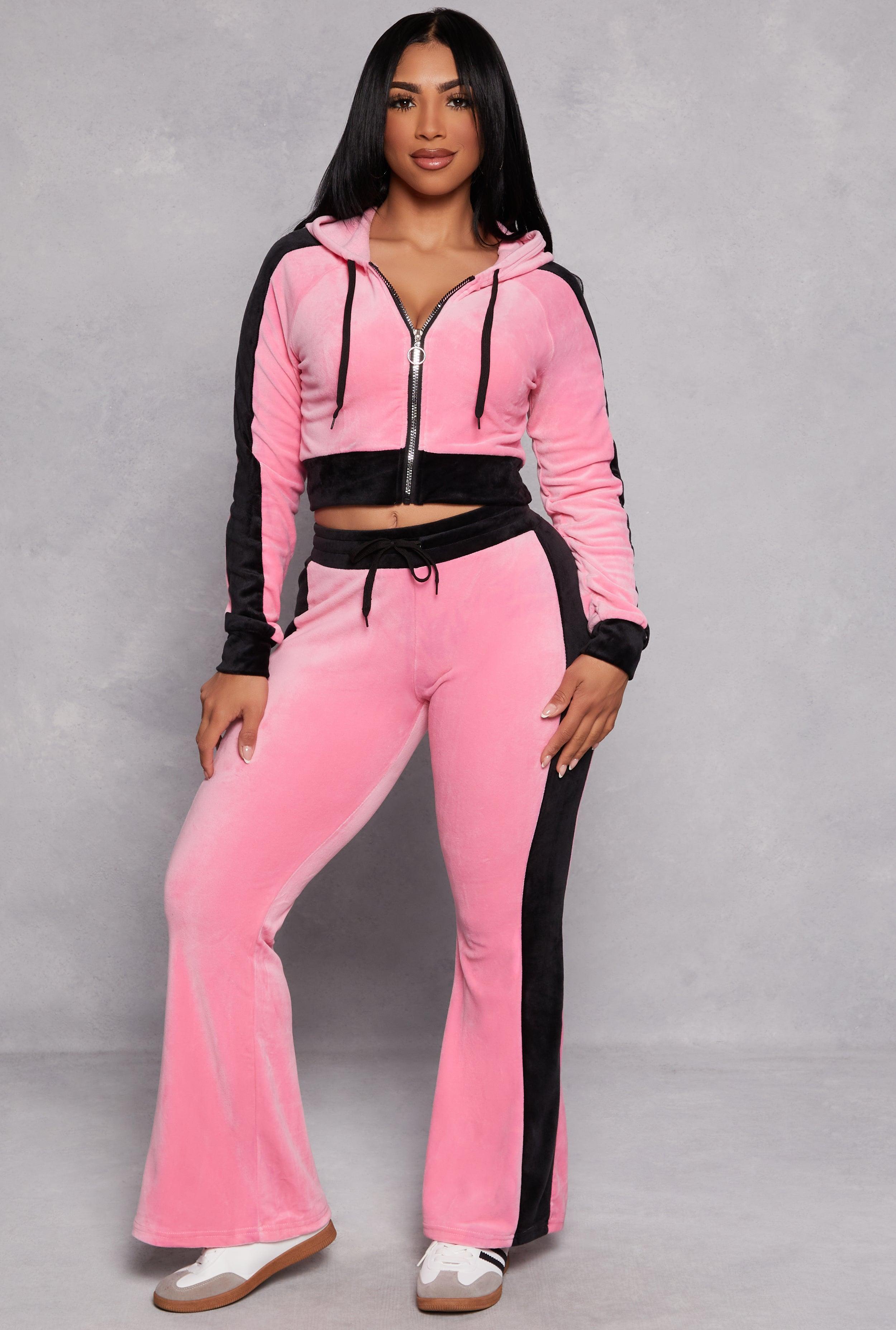 Womens Velour Side Stripe Flare Pants Product Image