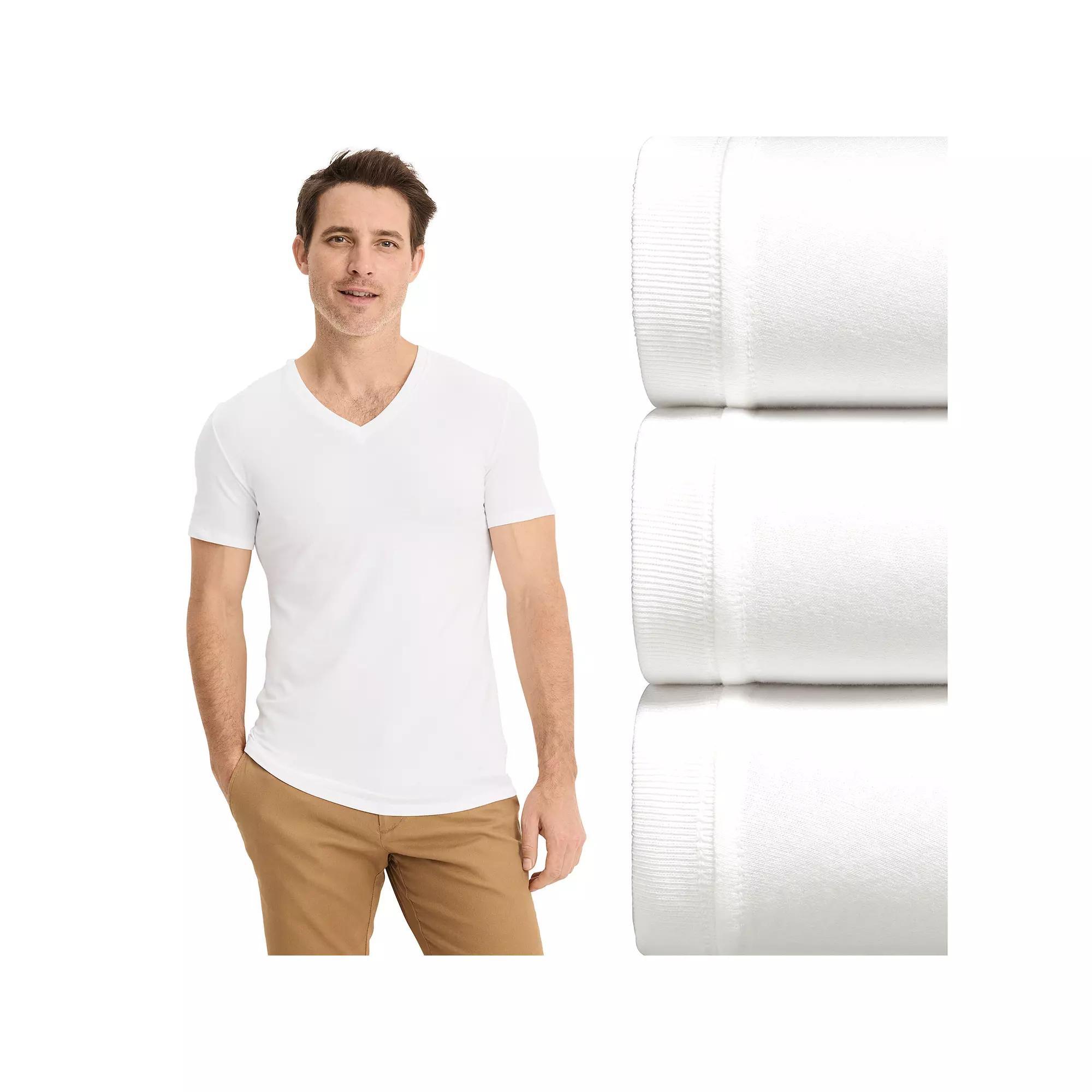 Men's Jockey 3-Pack Smooth Fit Cotton Stretch V-Neck Undershirt, Size: Large, White Product Image