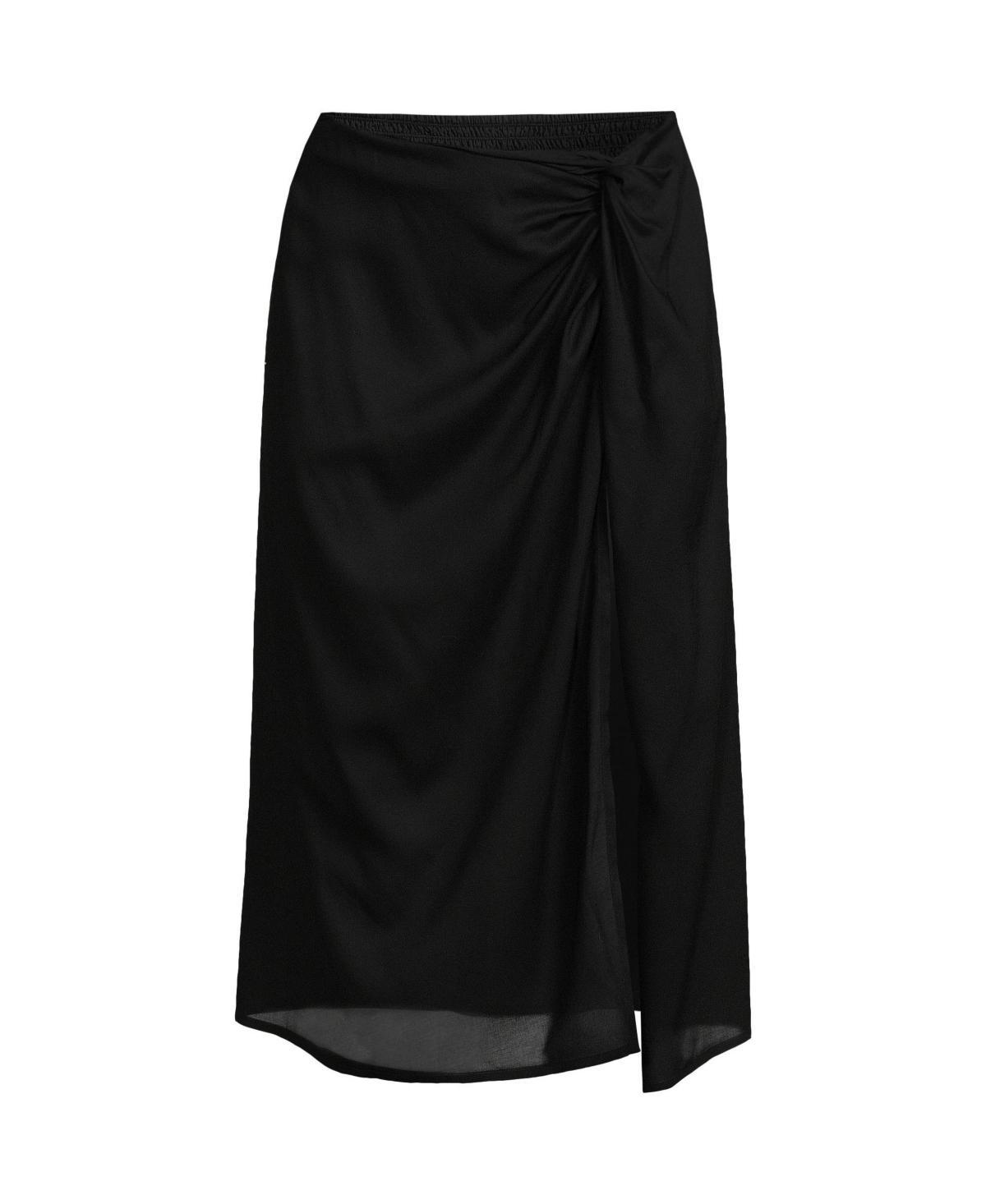 Lands End Womens Twist Front Knee Length Swim Cover-up Skirt Product Image