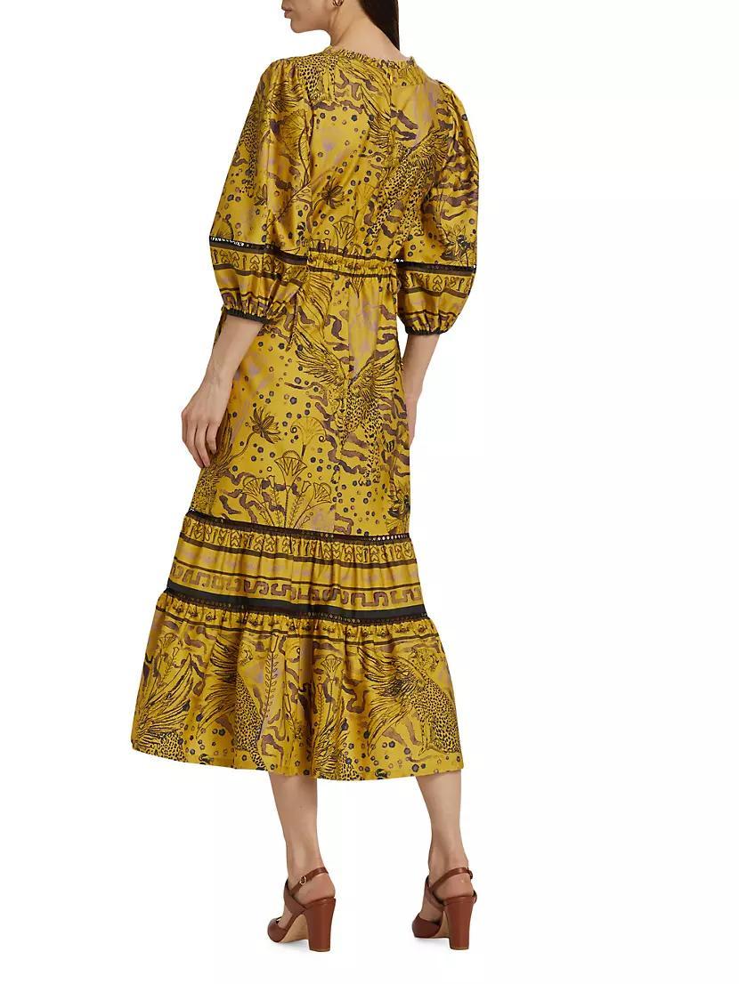 Abstract Cotton V-Neck Midi-Dress Product Image