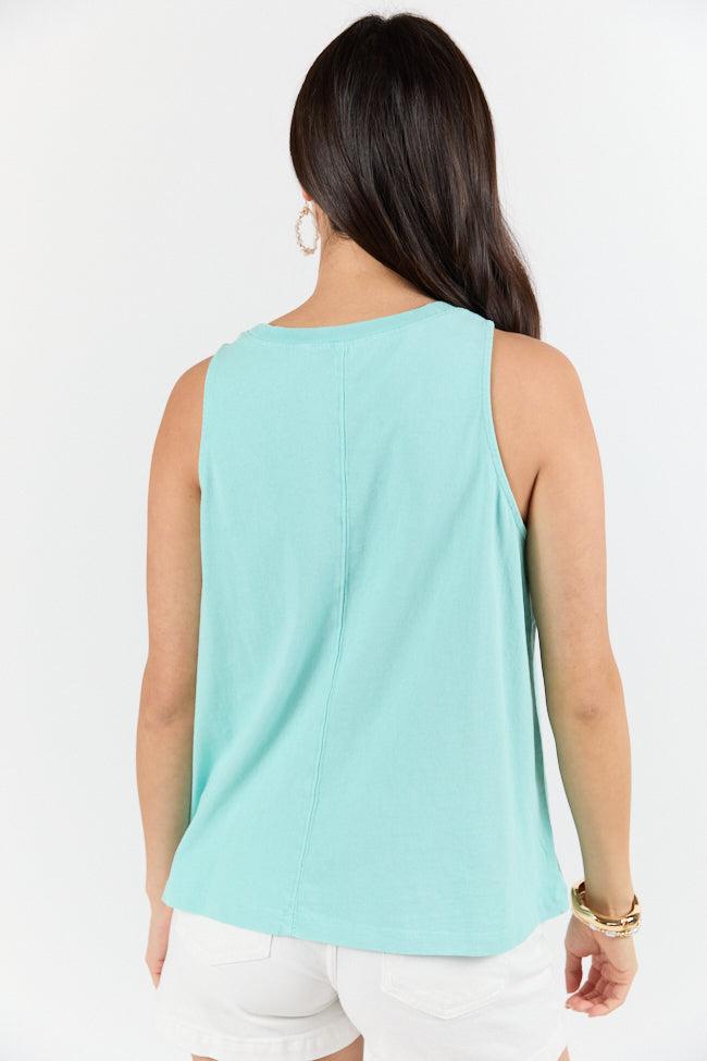 Casual Composure Turquoise Knit Tank Top Product Image