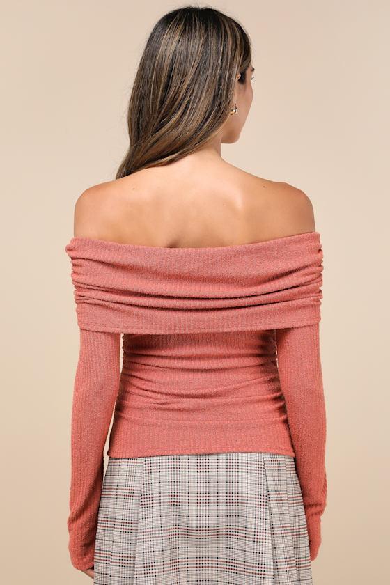 Coveted Favorite Terracotta Textured Off-the-Shoulder Top Product Image