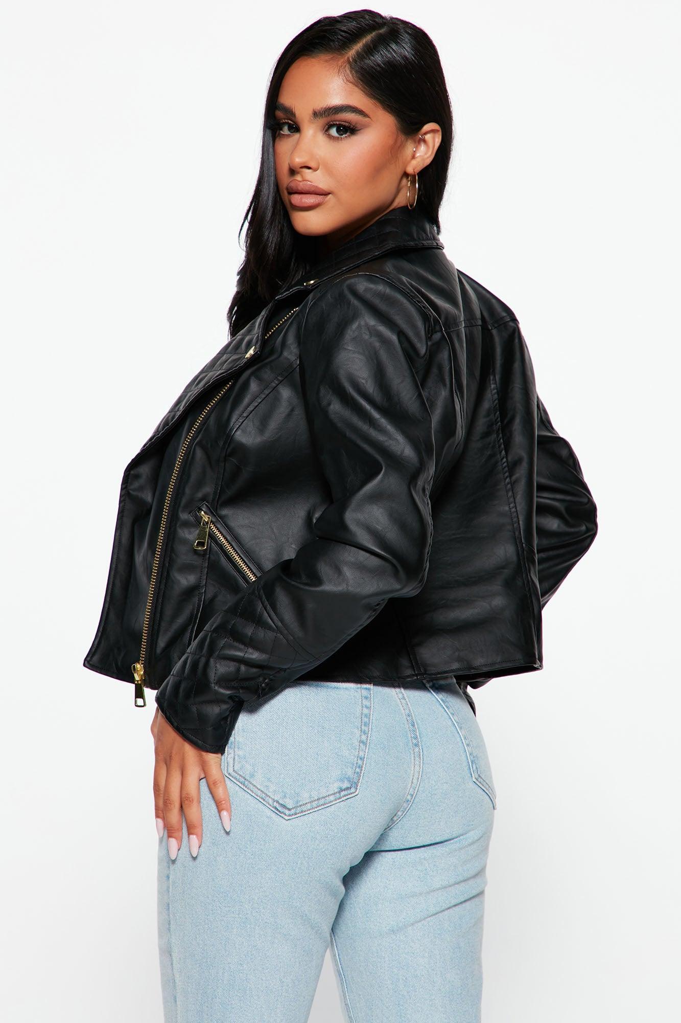 Out For A Ride Vegan Leather Moto Jacket - Black Product Image