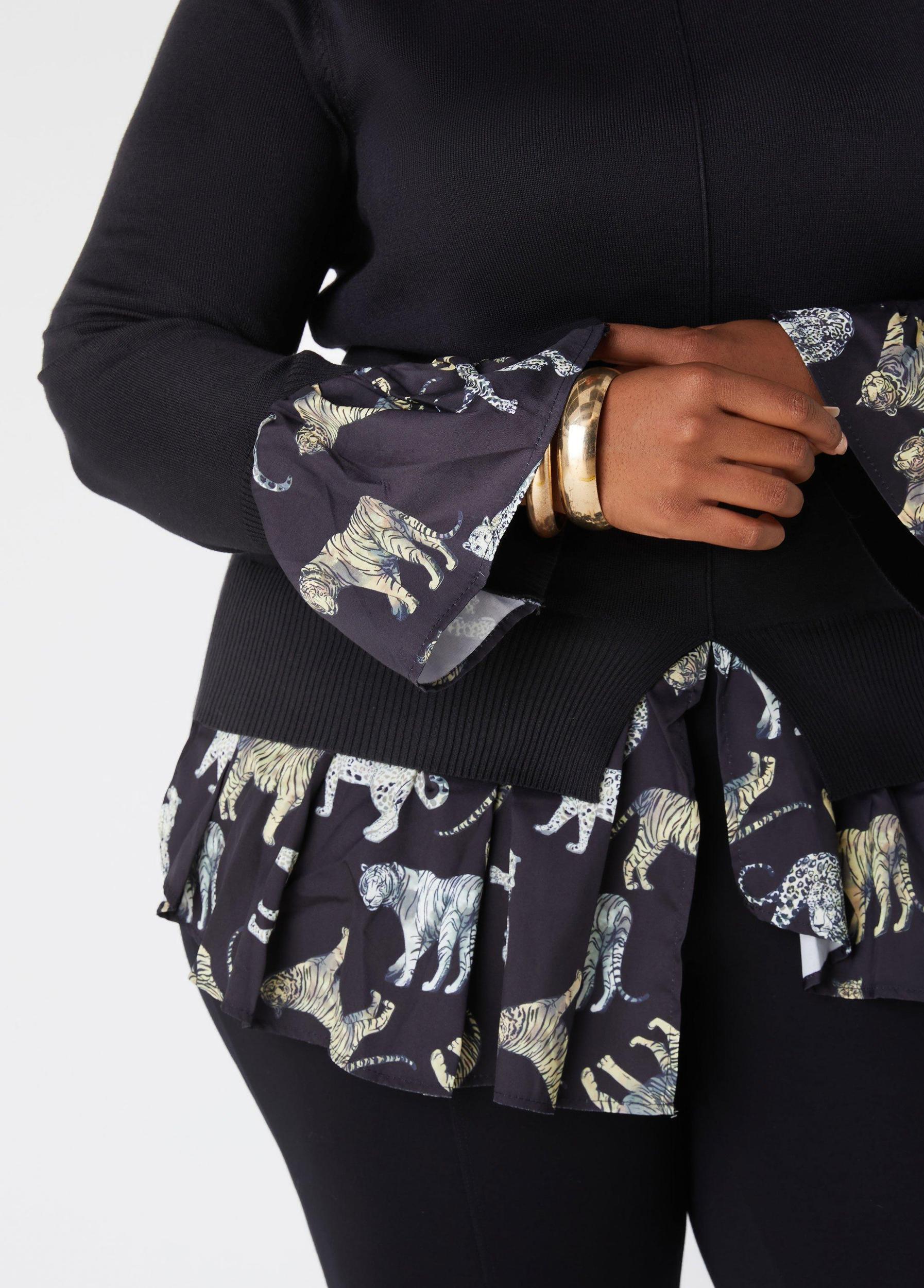 Animal Print Paneled Sweater Product Image