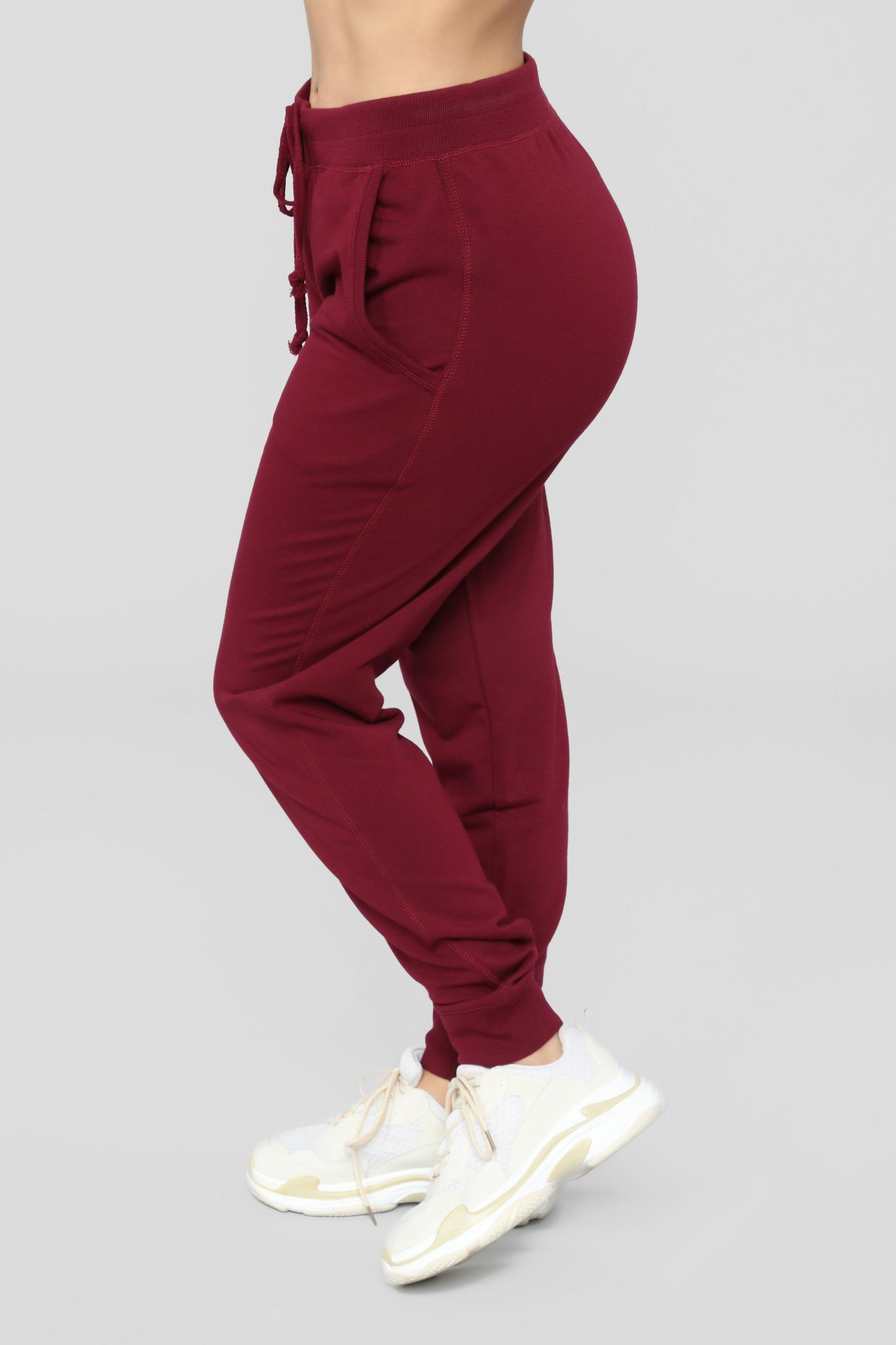 Latest And Greatest French Terry Jogger - Burgundy Product Image