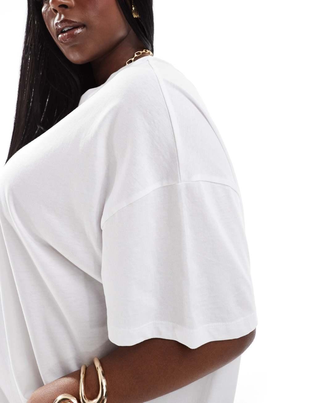 ASOS DESIGN Curve oversized T-shirt in white | ASOS Product Image