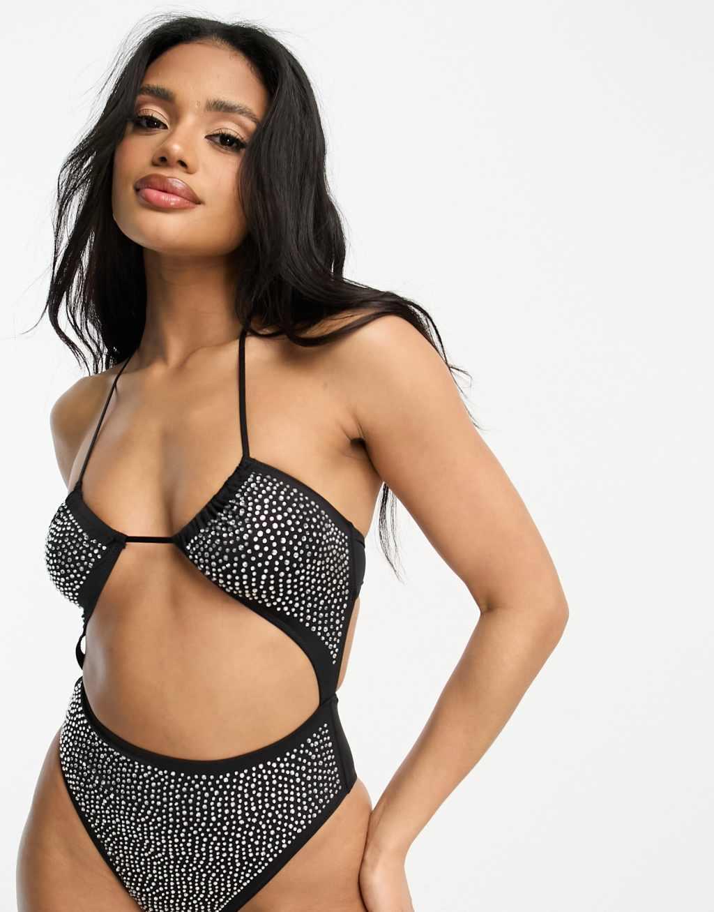 ASOS DESIGN Festival diamante cut-out bodysuit Product Image