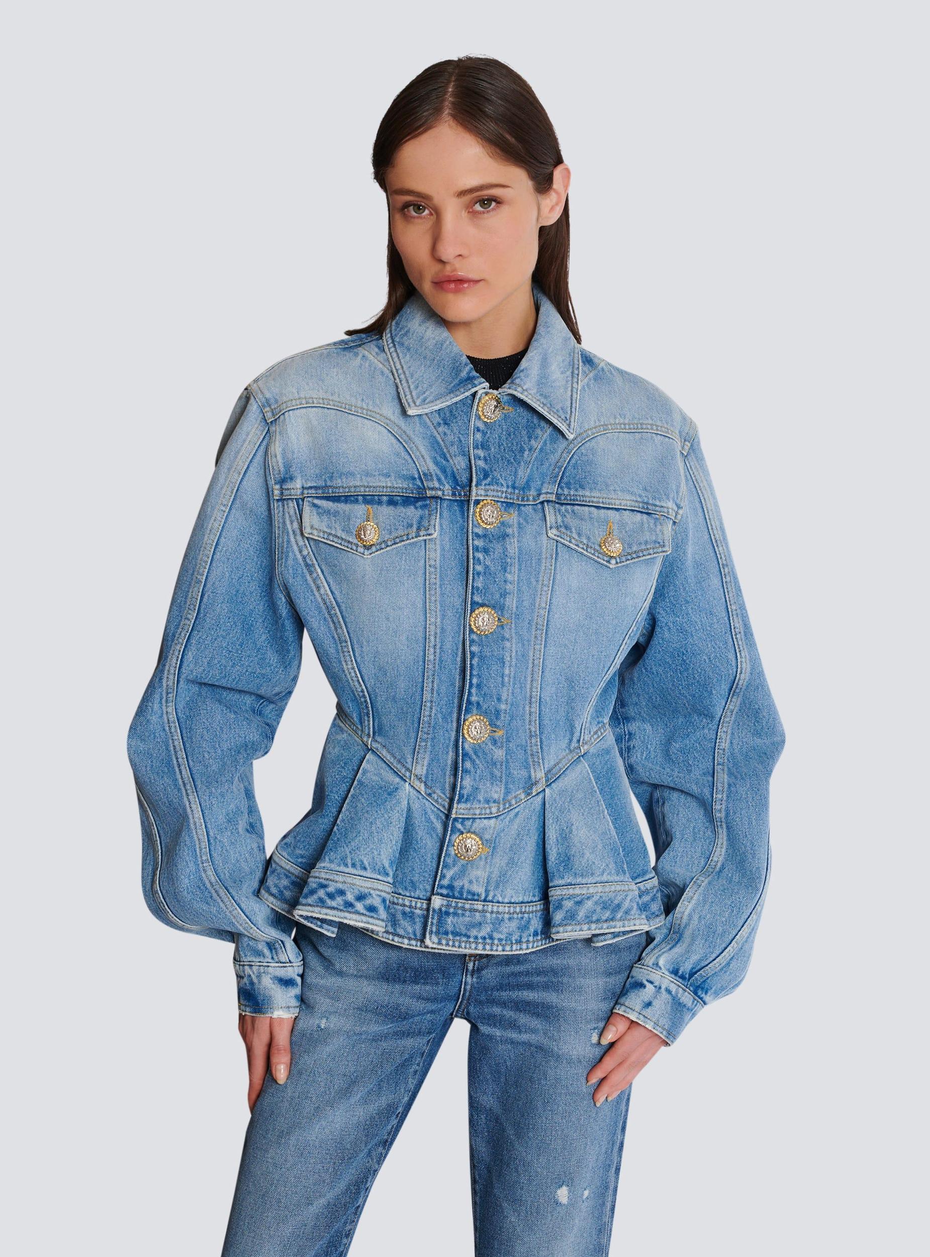 Pleated denim jacket Product Image