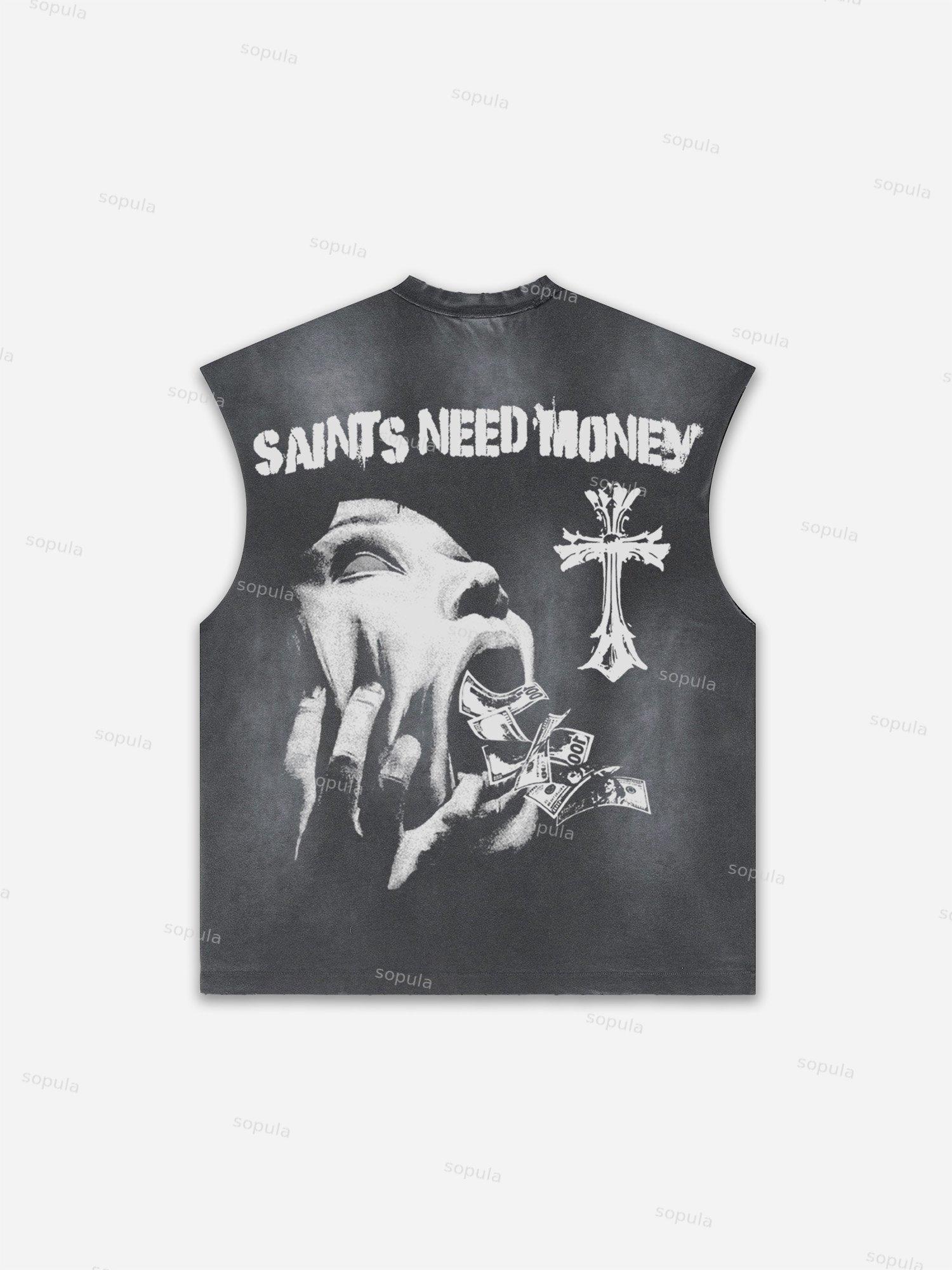 Future World Brainstorming Graphic Print Distressed Tank Top Product Image