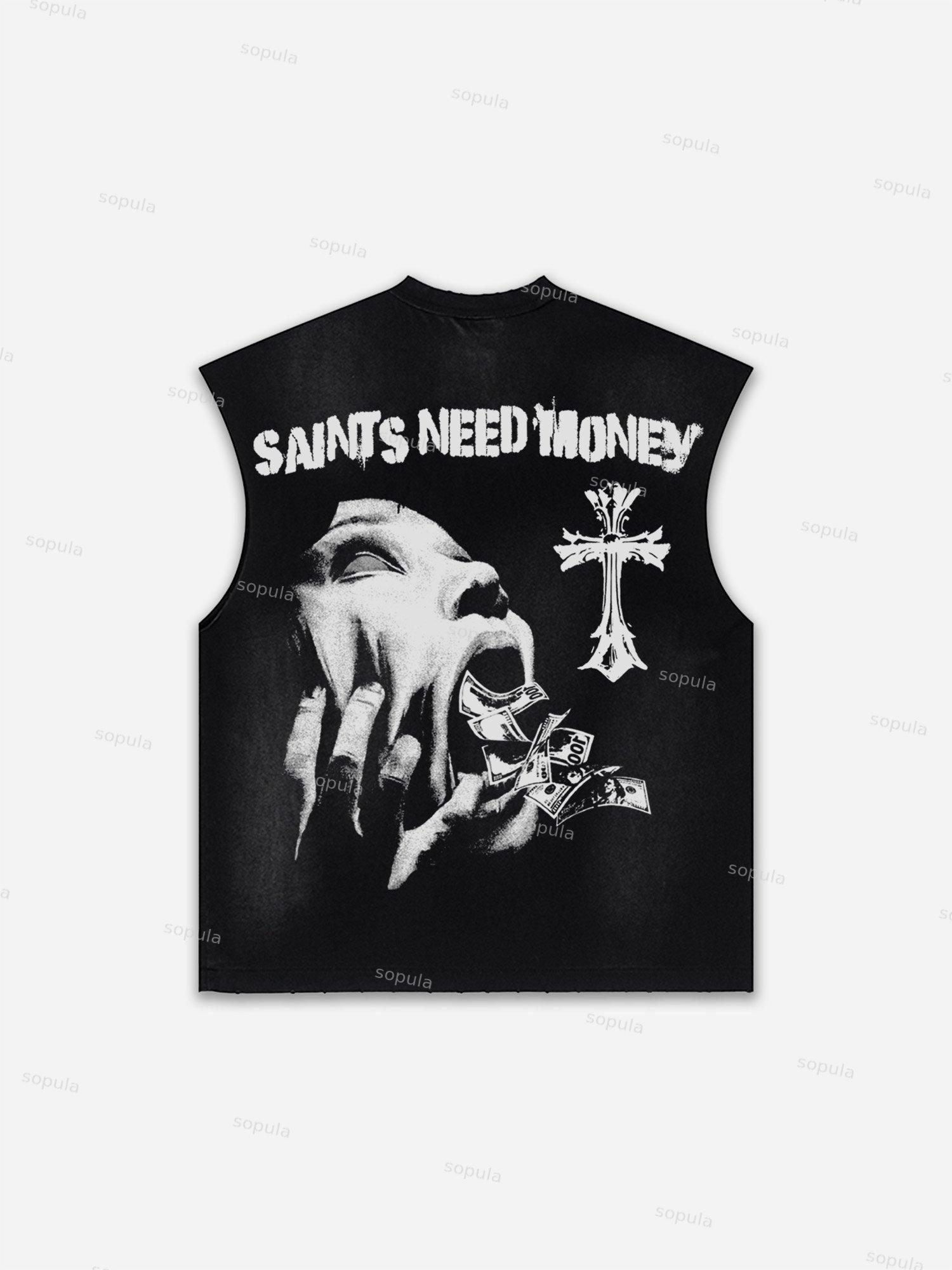 Future World Brainstorming Graphic Print Distressed Tank Top Product Image