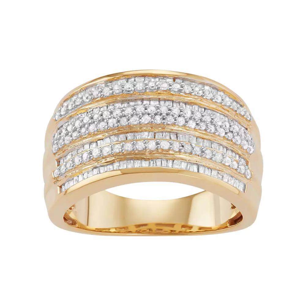 Jewelexcess Sterling Silver 1 Carat T.W. Diamond Multirow Ring, Women's, Size: 7, Yellow Rhodium Plate Product Image