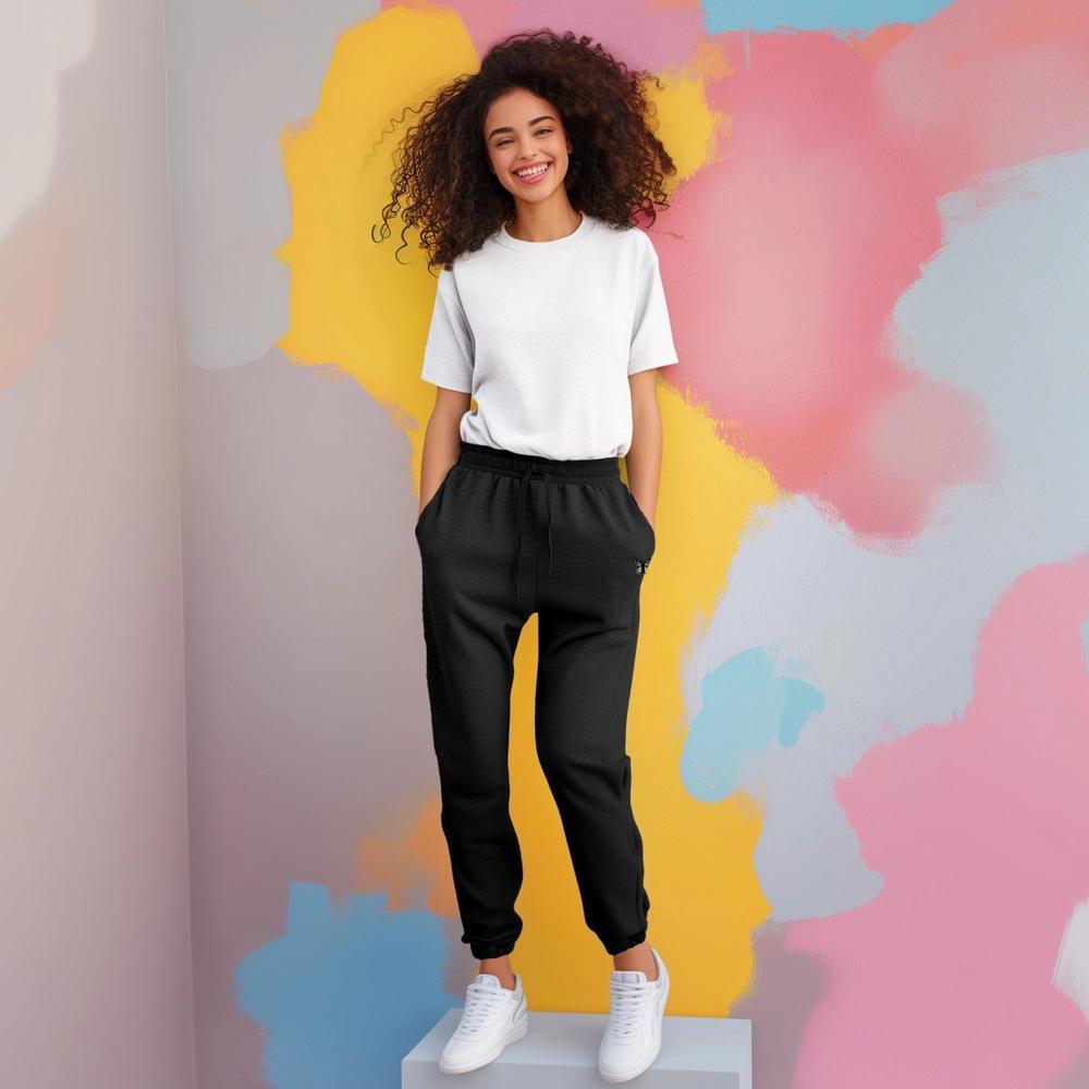 Dalix Womens Heartly Ghost Embroidered Fleece Sweatpants in Black at Nordstrom, Size Small Product Image