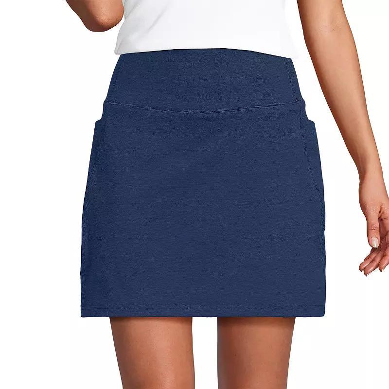 Women's Lands' End Active High-Impact High-Rise Flat Front Skort, Size: Medium, Black Product Image