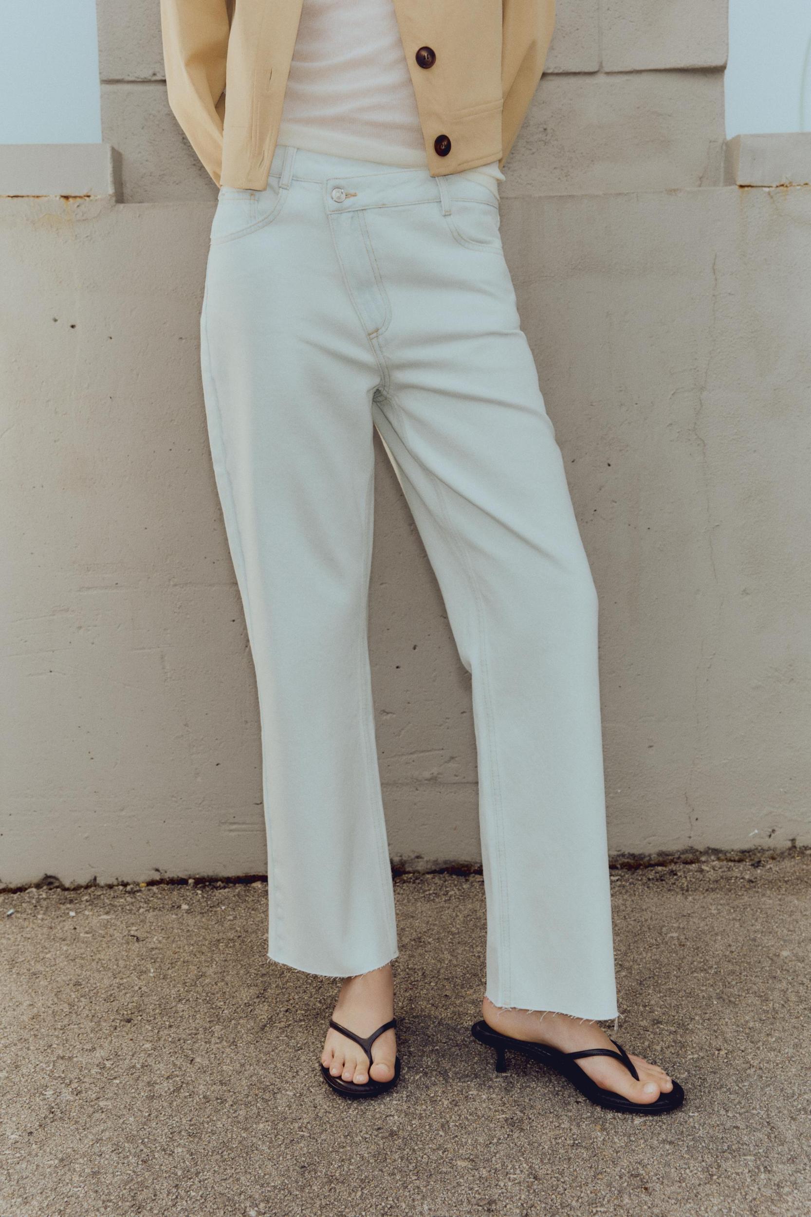 Z.09 STRAIGHT ANKLE HIGH WAIST CROSSOVER WAIST JEANS Product Image