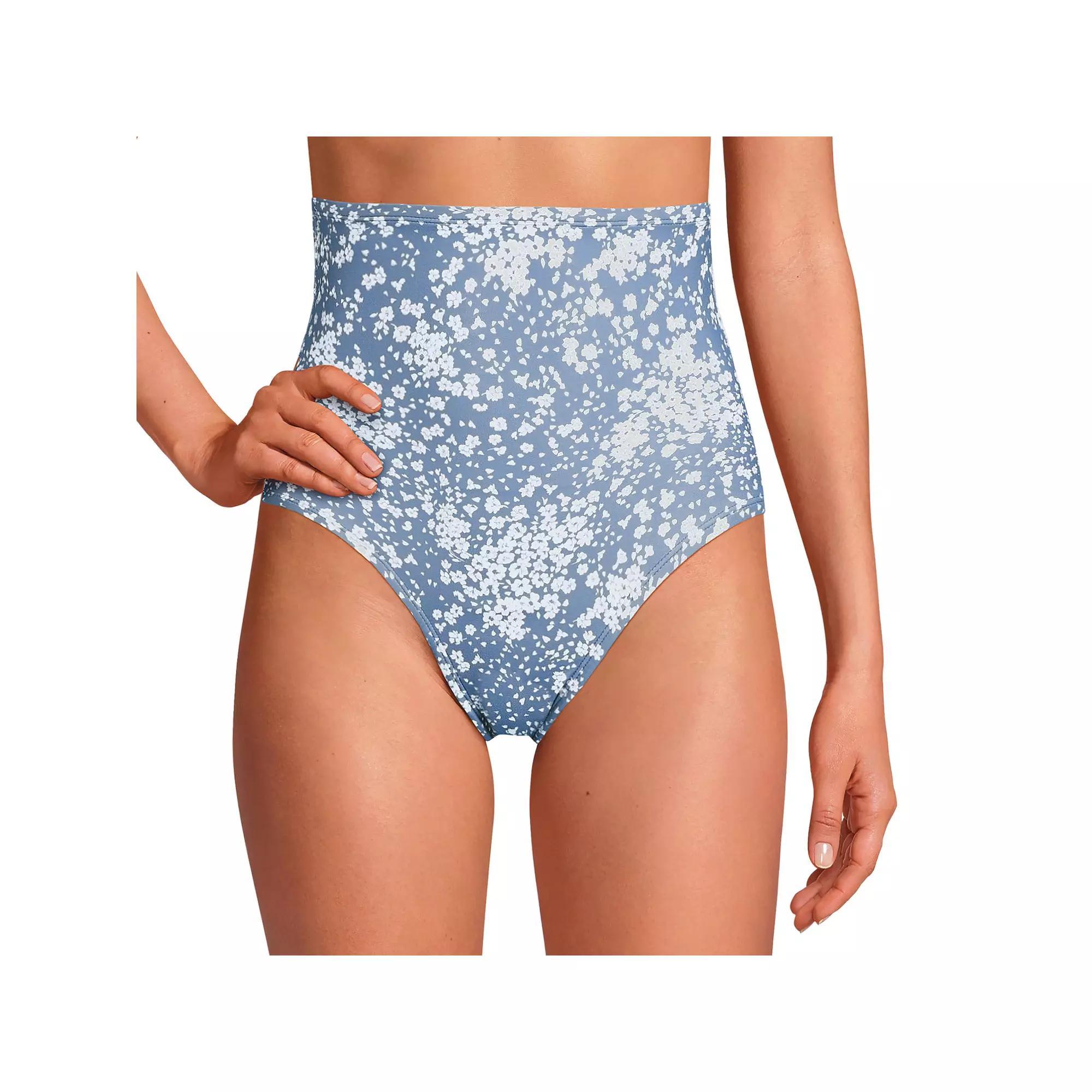 Women's Lands' End Slender Suit Ultra High Waisted Bikini Bottoms, Size: 6, Blue Mini Stripe Product Image