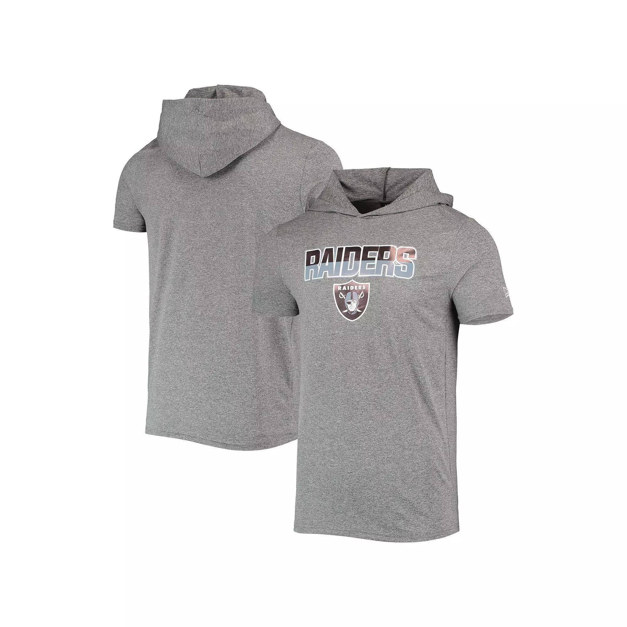 Mens New Era Heathered Gray Las Vegas Raiders Team Brushed Hoodie T-Shirt Product Image