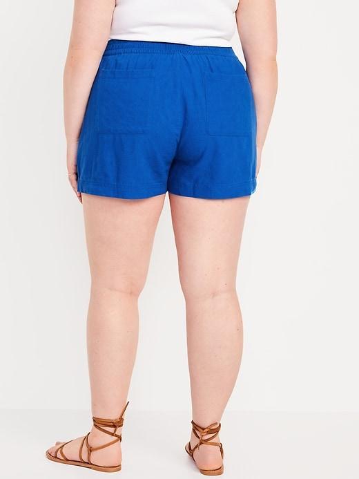 High-Waisted Linen-Blend Pull-On Shorts -- 3.5-inch inseam Product Image
