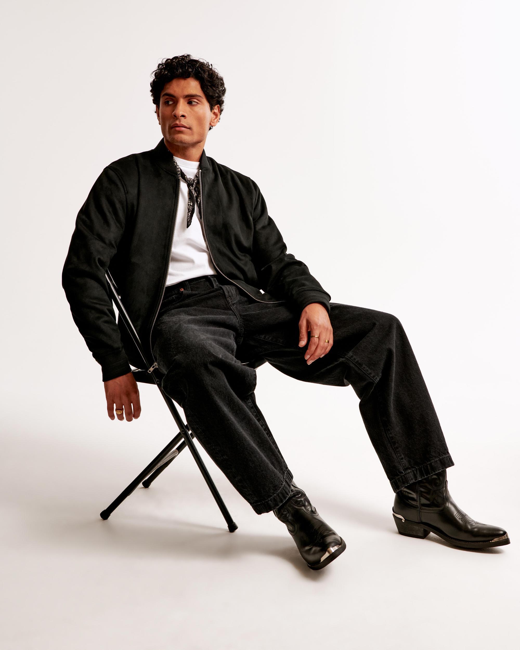 Vegan Suede Bomber Jacket Product Image