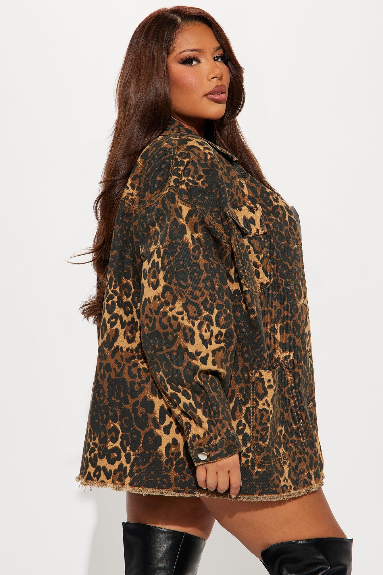 Wild For You Leopard Denim Shacket - Brown/combo Product Image