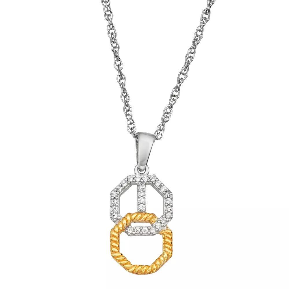 Jewelexcess Two Tone Sterling Silver 1/10 Carat T.W. Diamond Interlocked Pendant Necklace, Women's, Size: 18" Product Image