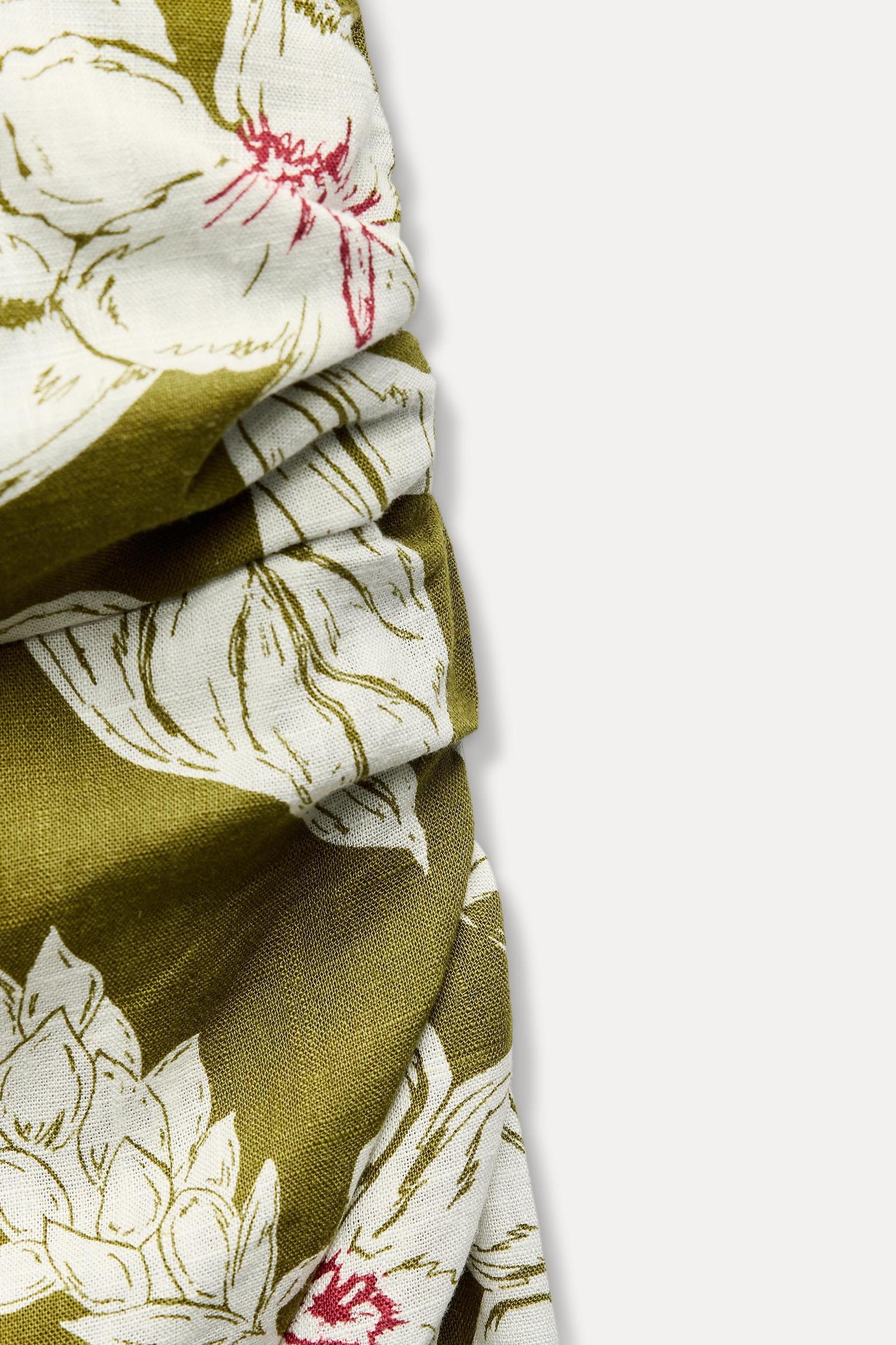 LINEN BLEND FLORAL PRINT DRESS Product Image