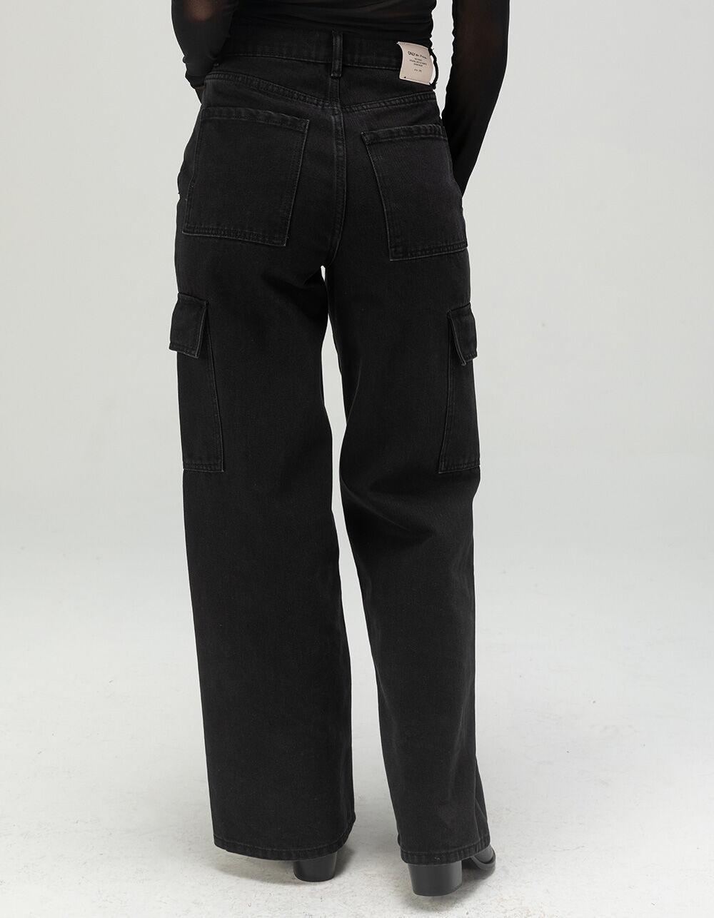 ONLY Hope Womens Wide Leg Cargo Jeans - BLACK DENIM Product Image