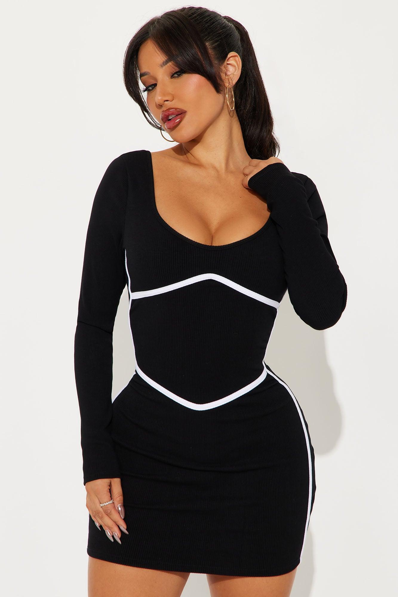 Ravenna Snatched Mini Dress - Black/White Product Image