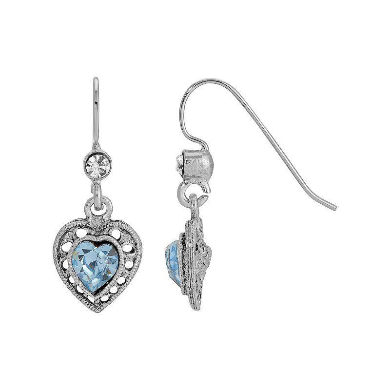 1928 Gold Tone Heart Drop Earrings, Womens, Green Product Image