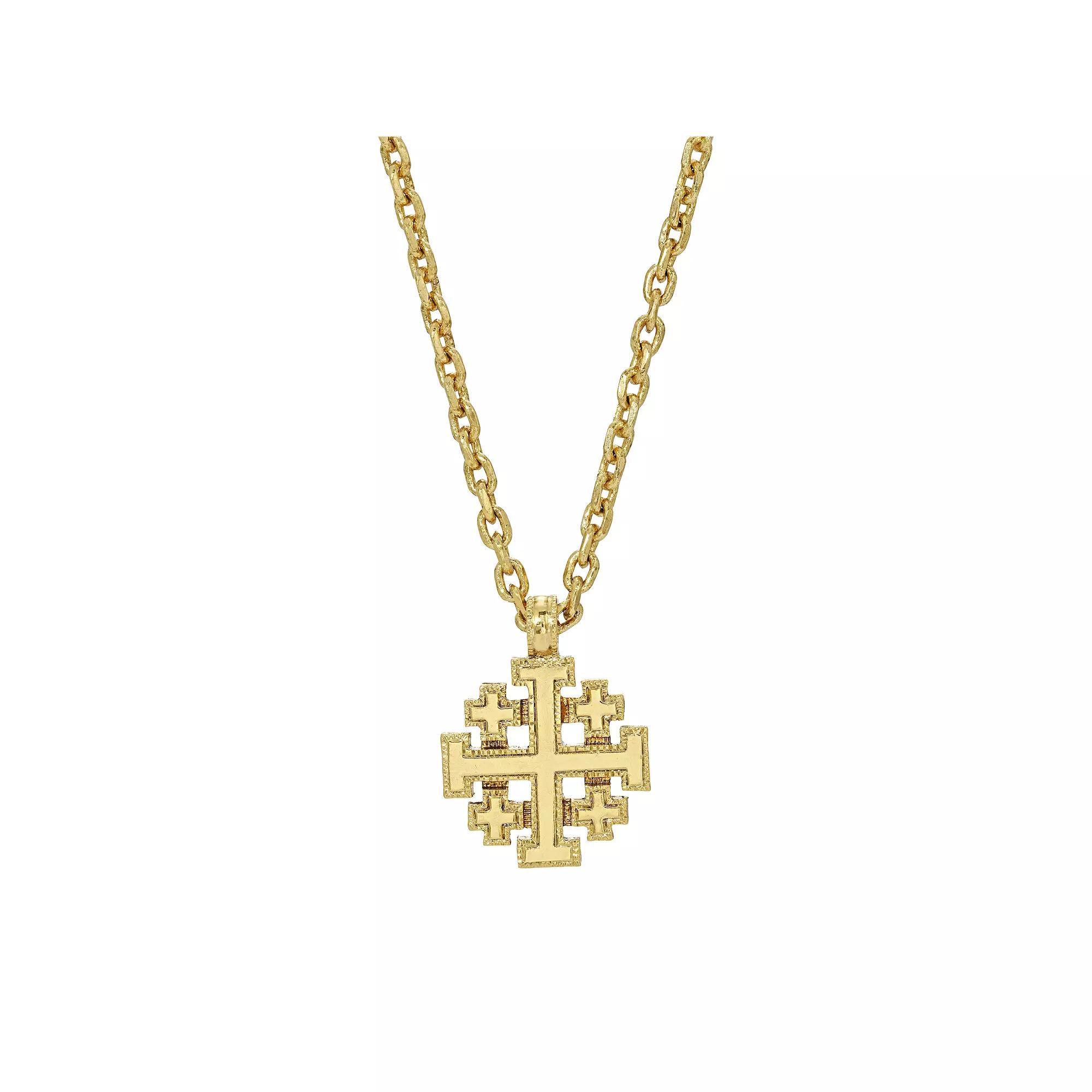 Symbols of Faith Jerusalem Cross Necklace, Womens, Gold Tone Product Image